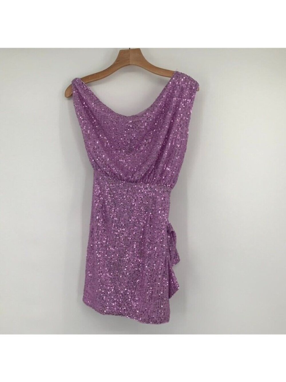 Morning mist pippa one shoulder sequin mini dress lilac size large women's new - Picture 5 of 13